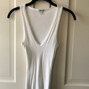 James Perse White V-Neck Ribbed Tank Top